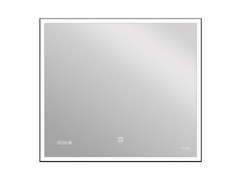(KN-LU-LED011*80-d-Os) Зеркало LED 011 design 80x70 с подсветкой часы металл. рамка прямоугольное