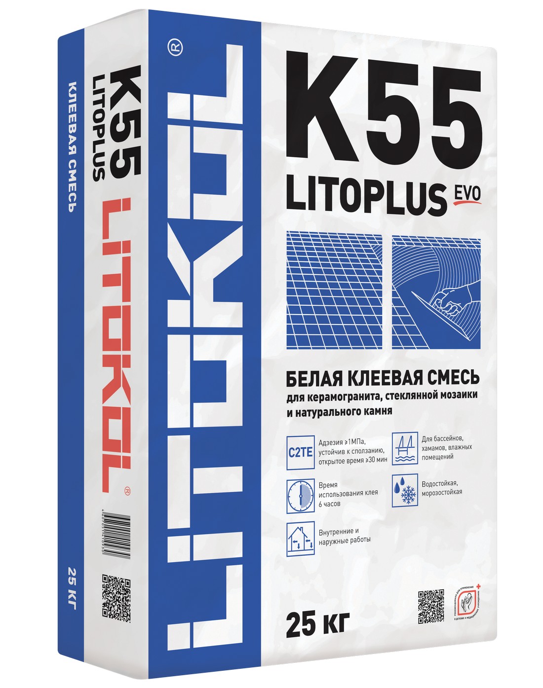 Клей для мозаики Litokol LITOPLUS K55 Белый (мешок 25 кг) L0078080002